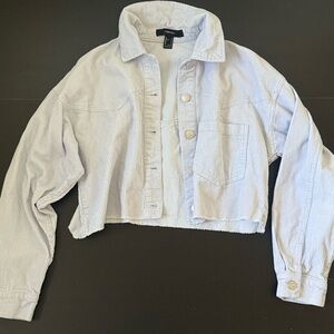 Forever 21 Light Gray Cropped Jean Jacket